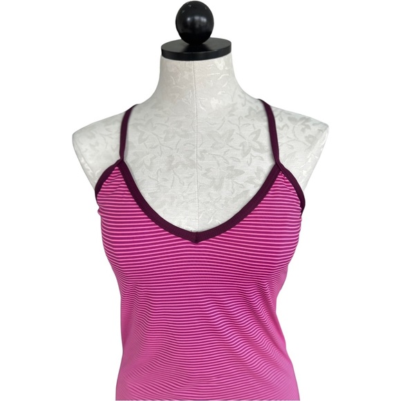 Carve Designs Catalina Striped Tankini Swim Top Pink Plum Shelf Bra Size Medium - Picture 5 of 10